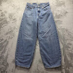 Levis Premium XL Balloon Jeans Womens 25 High Rise Wide Leg Distress Hem